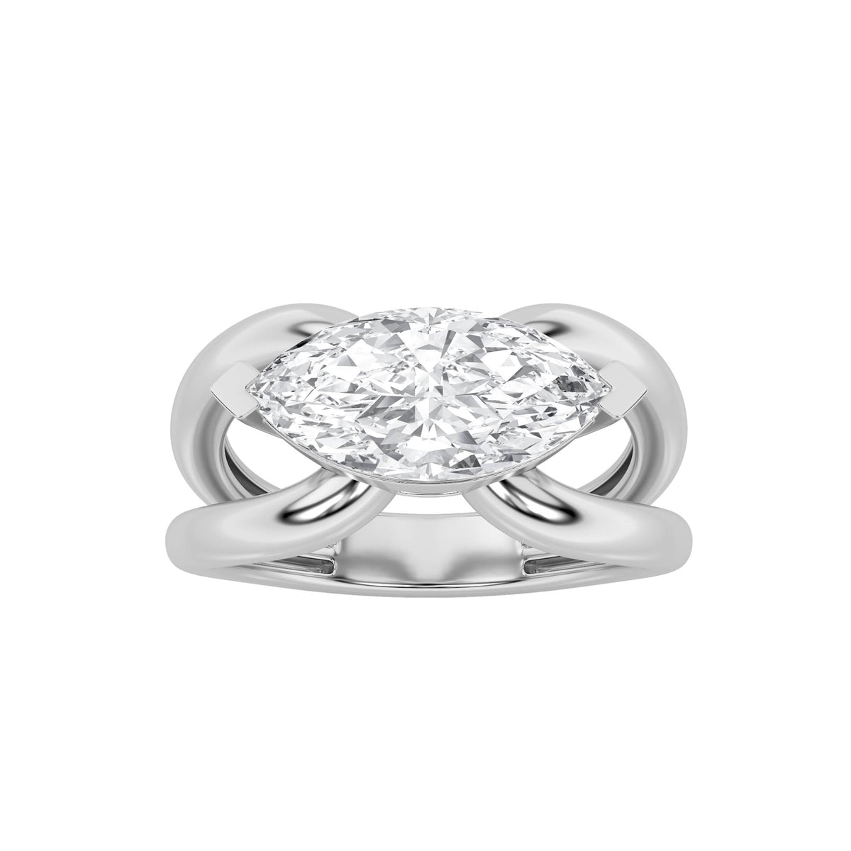 2CTW Marquise Lab-Grown Diamond V Prong East West Solitaire Ring 1 Stone