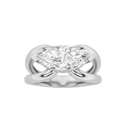 2CTW Marquise Lab-Grown Diamond V Prong East West Solitaire Ring 1 Stone