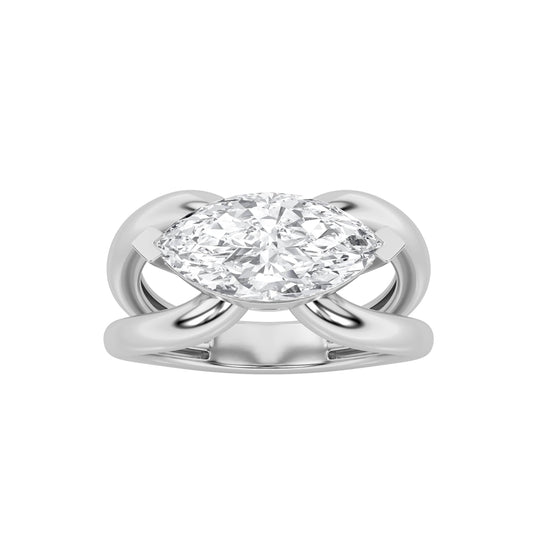 2CTW Marquise Lab-Grown Diamond V Prong East West Solitaire Ring 1 Stone