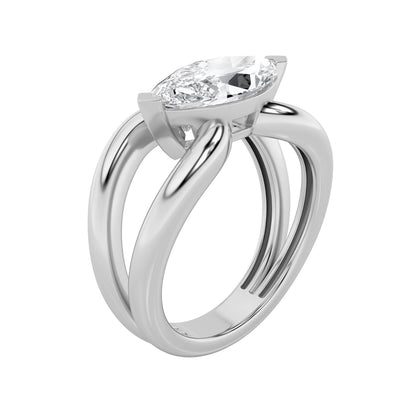 2CTW Marquise Lab-Grown Diamond V Prong East West Solitaire Ring 1 Stone