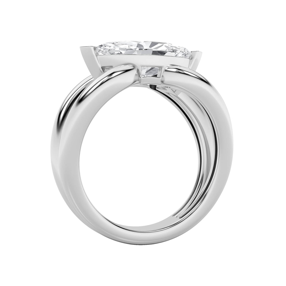 2CTW Marquise Lab-Grown Diamond V Prong East West Solitaire Ring 1 Stone