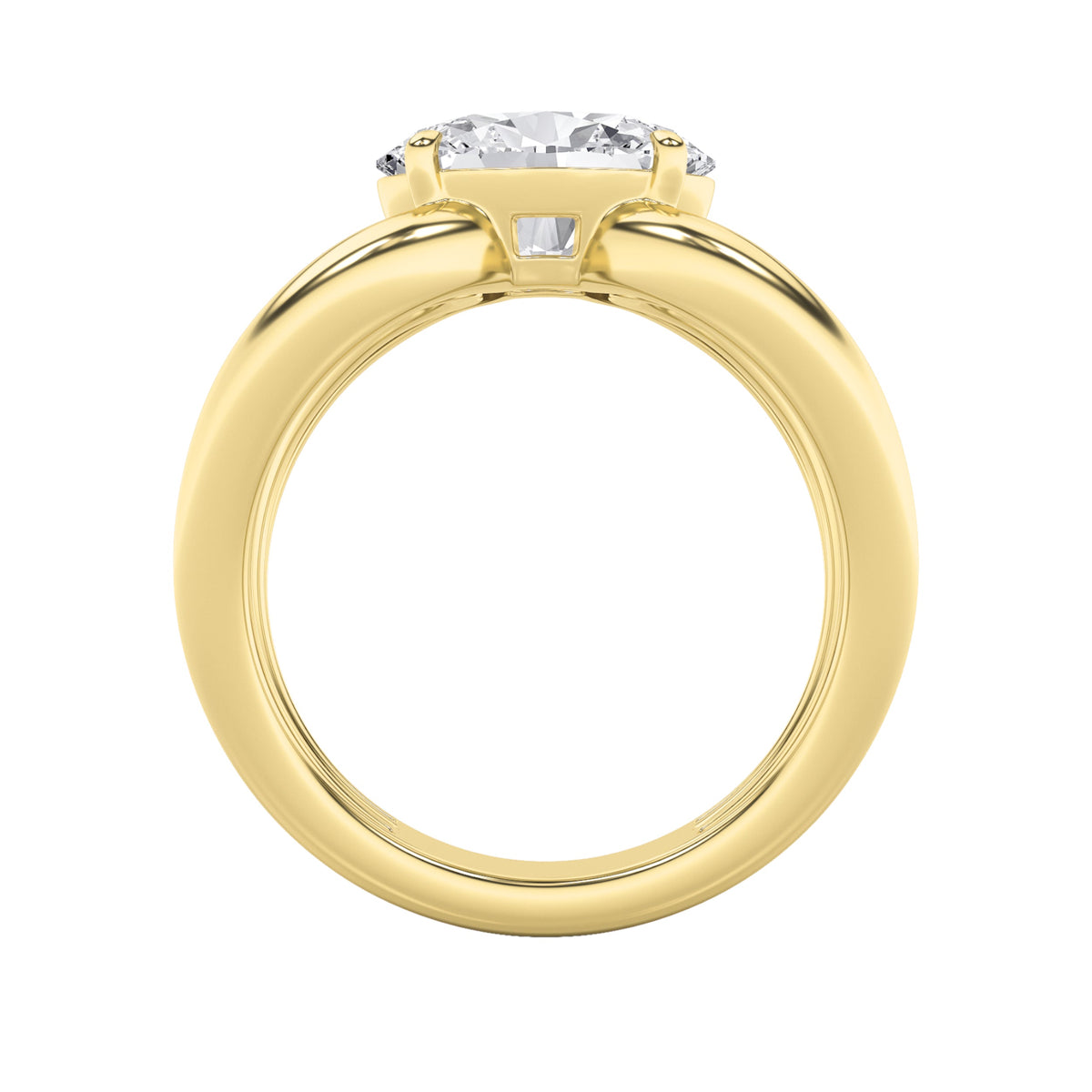 2CTW Oval Lab-Grown Diamond Prong East West Solitaire Ring 1 Stone - Yellow Gold