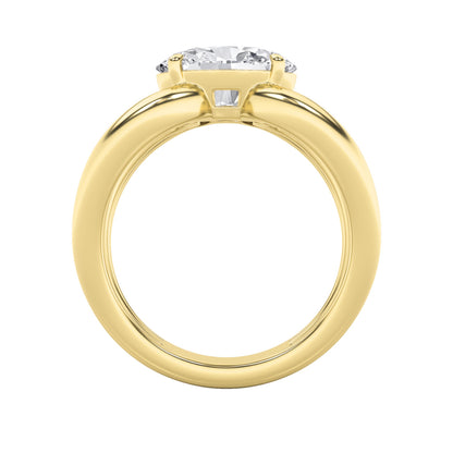 2CTW Oval Lab-Grown Diamond Prong East West Solitaire Ring 1 Stone - Yellow Gold