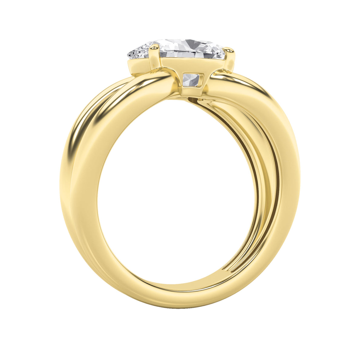 2CTW Oval Lab-Grown Diamond Prong East West Solitaire Ring 1 Stone - Yellow Gold