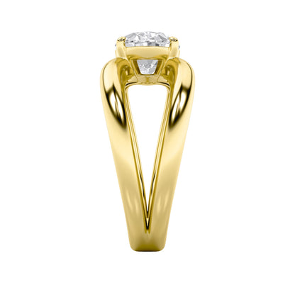2CTW Oval Lab-Grown Diamond Prong East West Solitaire Ring 1 Stone - Yellow Gold