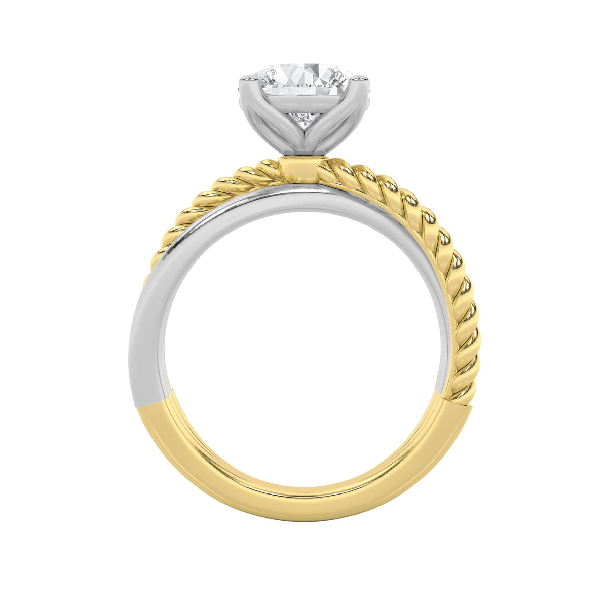 2CTW Round Lab-Grown Diamond Prong Tri Color Solitaire Fancy Ring 1 Stone