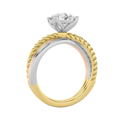2CTW Round Lab-Grown Diamond Prong Tri Color Solitaire Fancy Ring 1 Stone