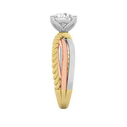2CTW Round Lab-Grown Diamond Prong Tri Color Solitaire Fancy Ring 1 Stone