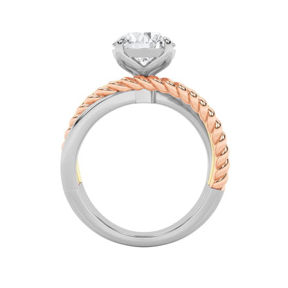 2CTW Round Lab-Grown Diamond Prong Tri Color Solitaire Engagement Ring 1 Stone