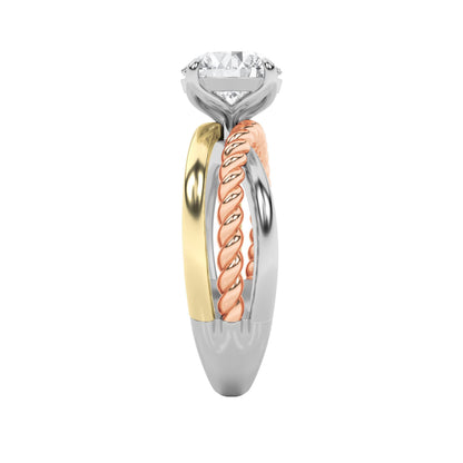 2CTW Round Lab-Grown Diamond Prong Tri Color Solitaire Engagement Ring 1 Stone