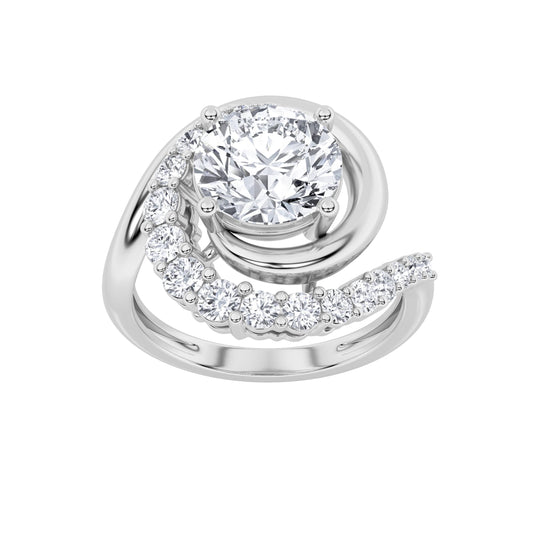 2.5CTW Round Lab-Grown Diamond Prong Swirl Accented Fashion Ring 20 Stones
