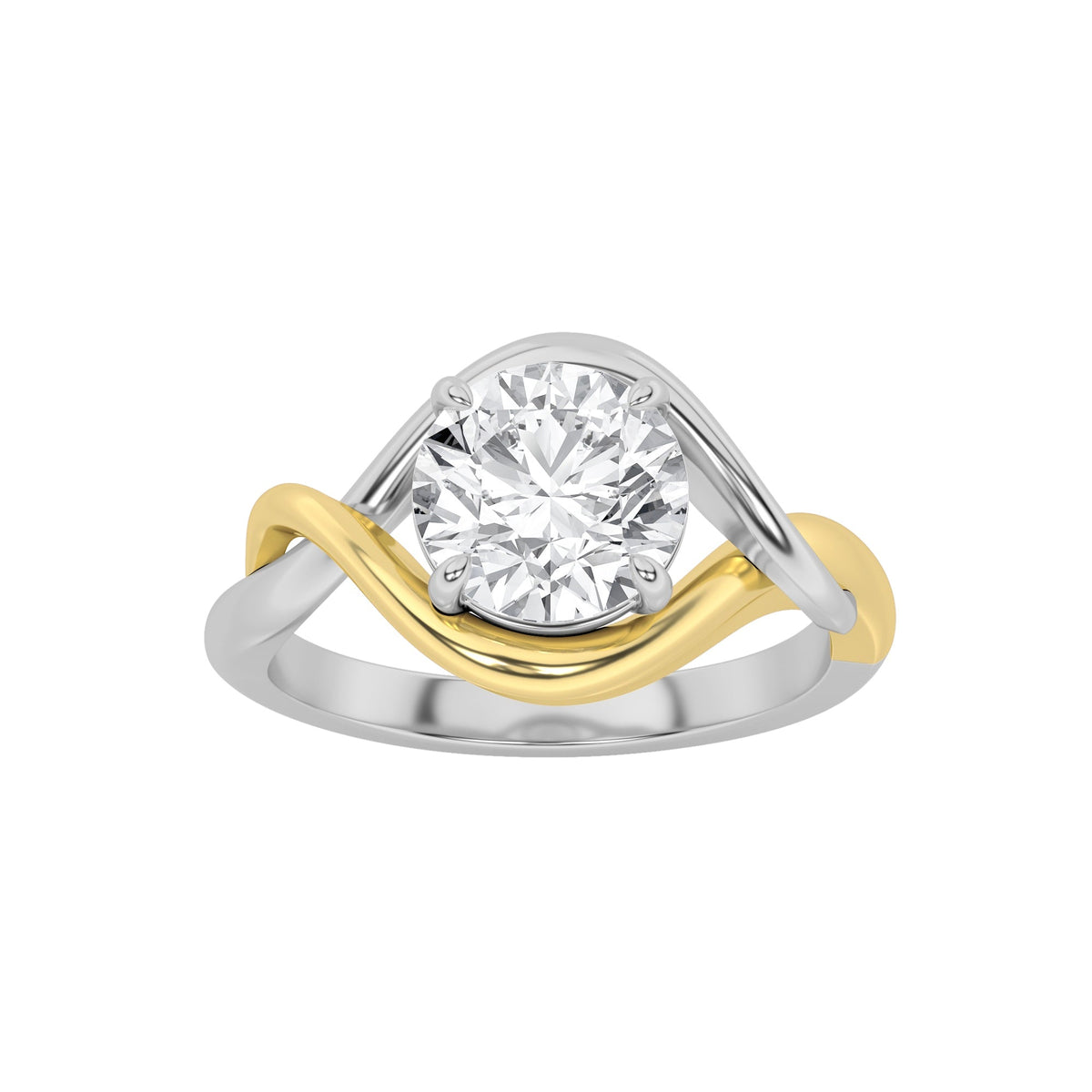 1.5CTW Round Lab-Grown Diamond Prong Two Tone Know Solitaire Engagement Ring 1 Stone