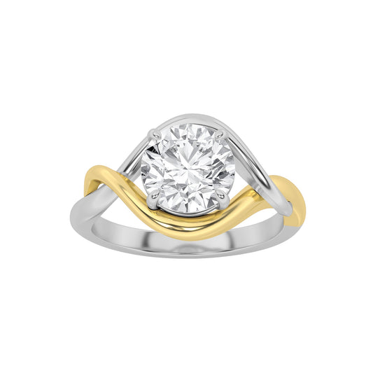 1.5CTW Round Lab-Grown Diamond Prong Two Tone Know Solitaire Engagement Ring 1 Stone