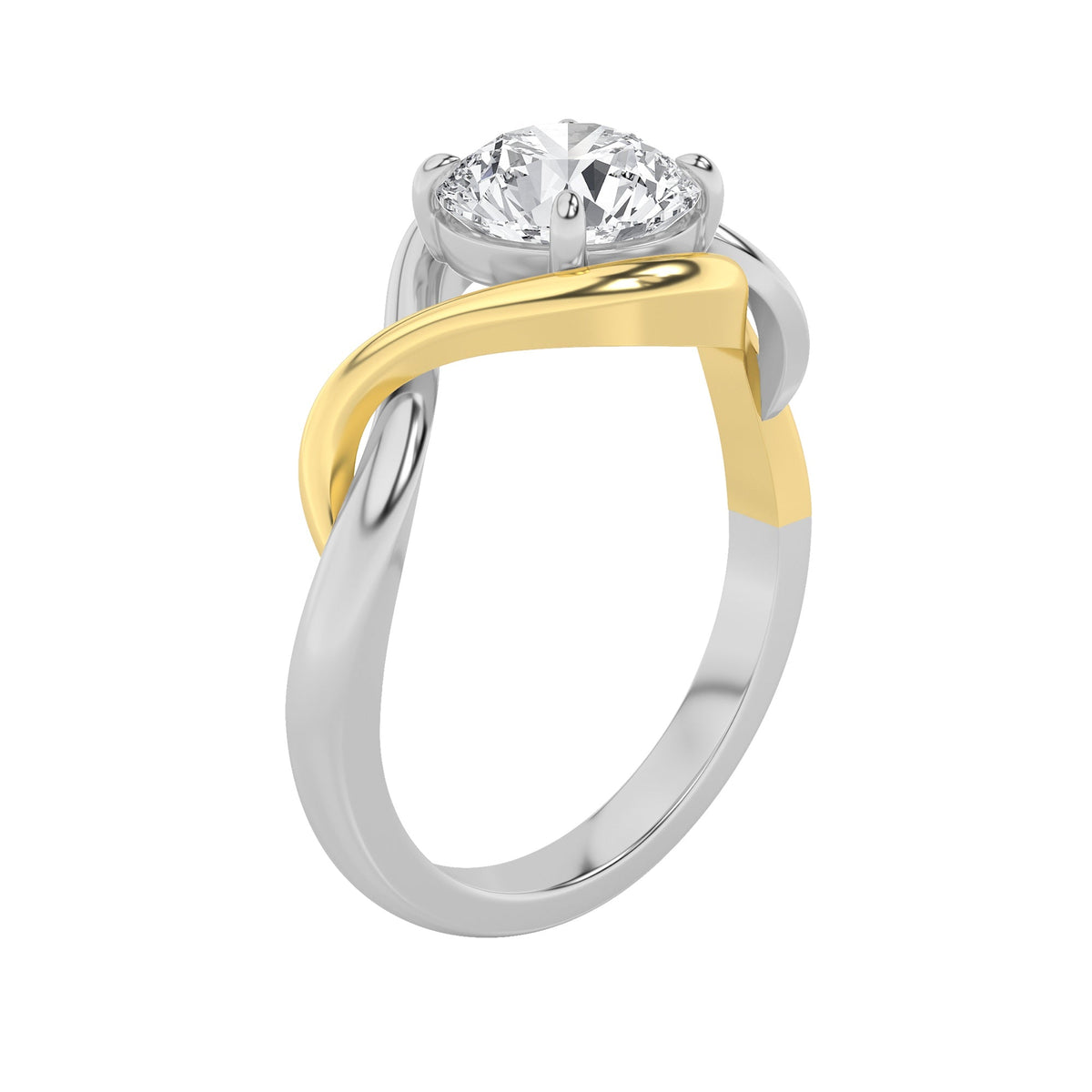 1.5CTW Round Lab-Grown Diamond Prong Two Tone Know Solitaire Engagement Ring 1 Stone