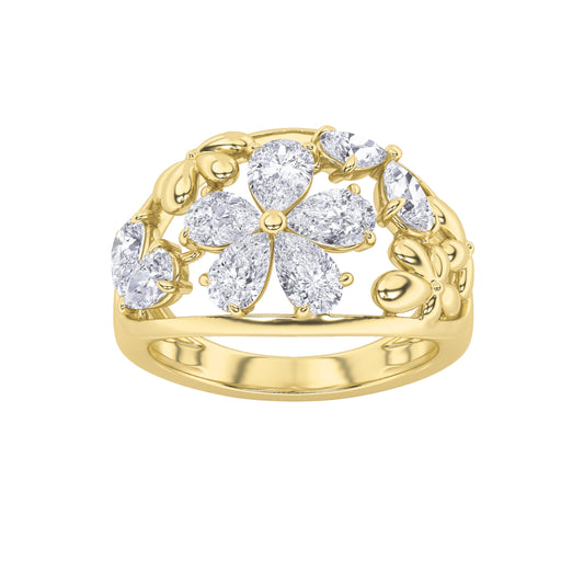2.5CTW Pear Lab-Grown Diamond Prong Fashion Ring 9 Stones