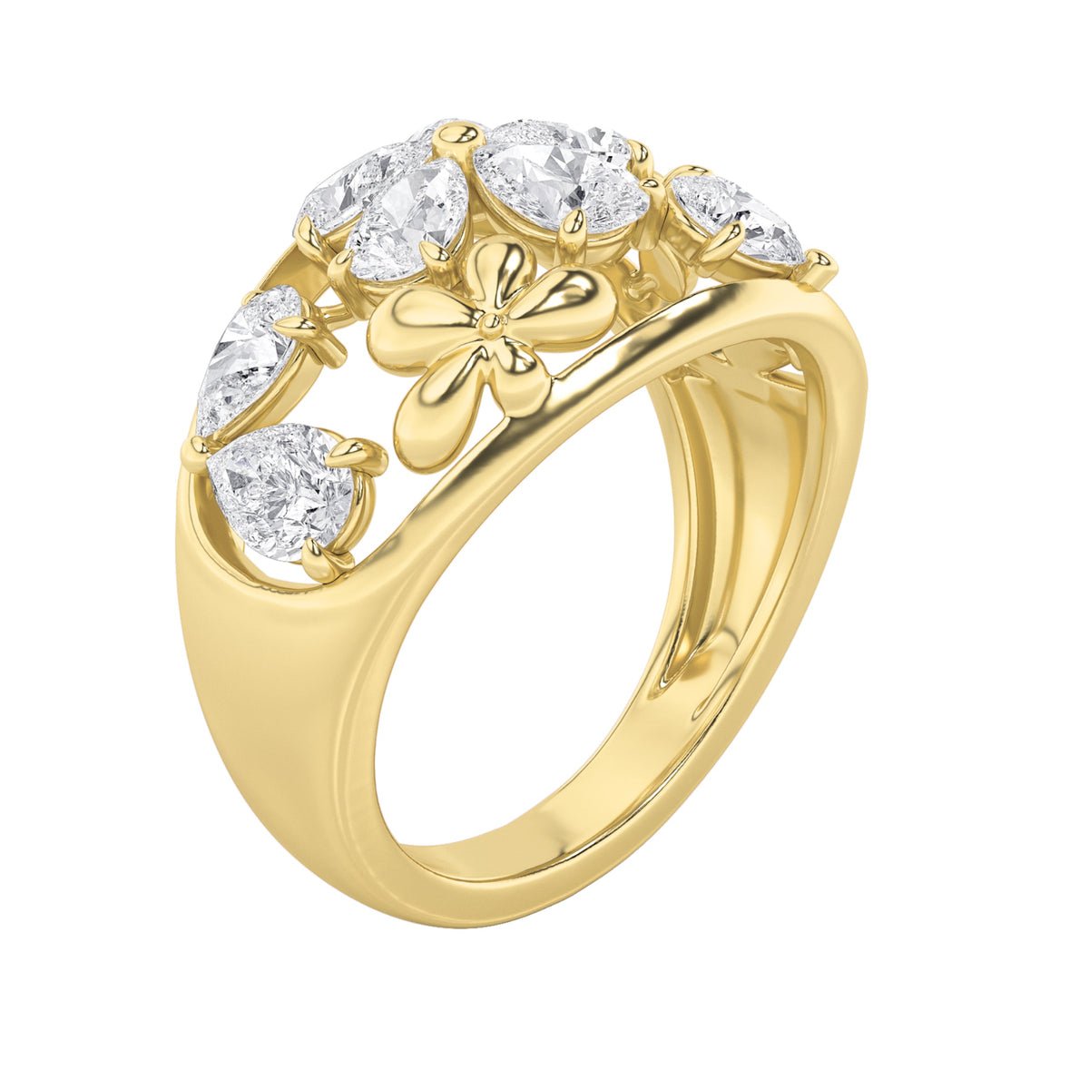 2.5CTW Pear Lab-Grown Diamond Prong Fashion Ring 9 Stones