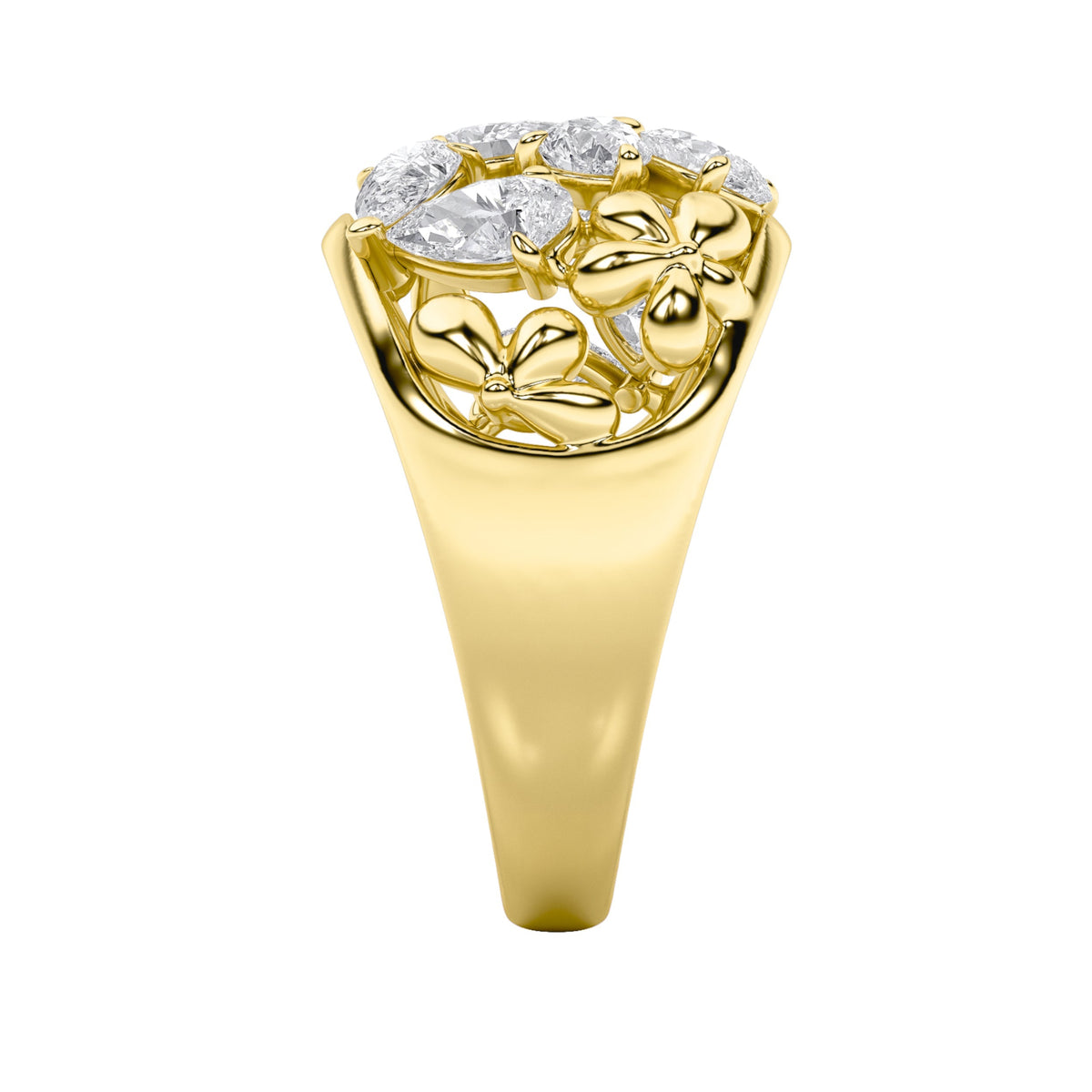 2.5CTW Pear Lab-Grown Diamond Prong Fashion Ring 9 Stones