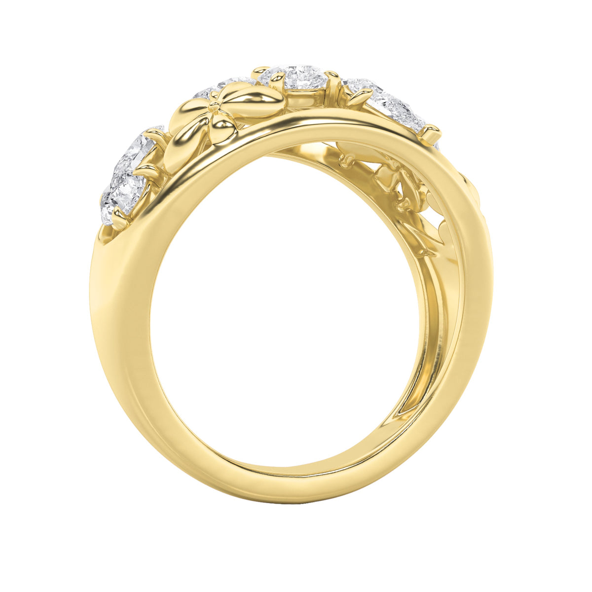 2.5CTW Pear Lab-Grown Diamond Prong Fashion Ring 9 Stones