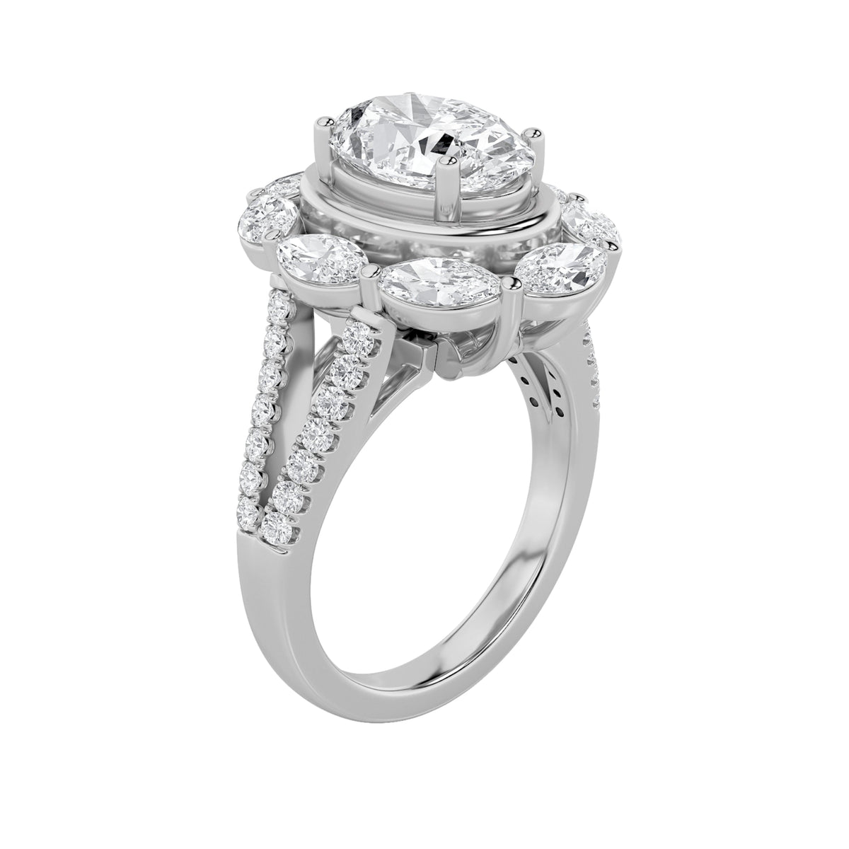 3.75CTW Oval Lab-Grown Diamond Prong Ring 37 Stones