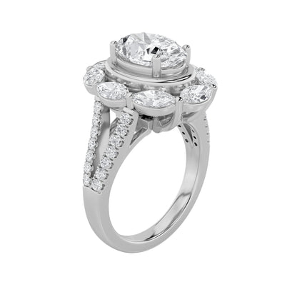 3.75CTW Oval Lab-Grown Diamond Prong Ring 37 Stones