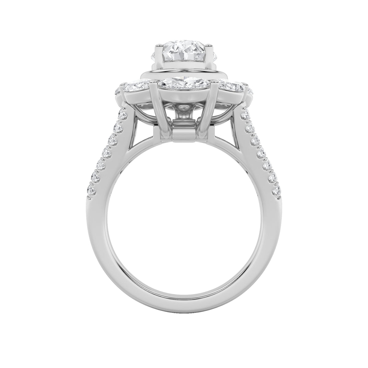 3.75CTW Oval Lab-Grown Diamond Prong Ring 37 Stones
