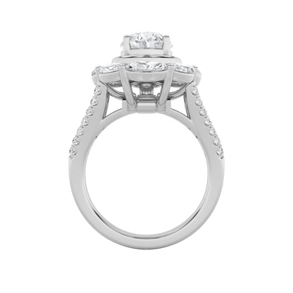 3.75CTW Oval Lab-Grown Diamond Prong Ring 37 Stones