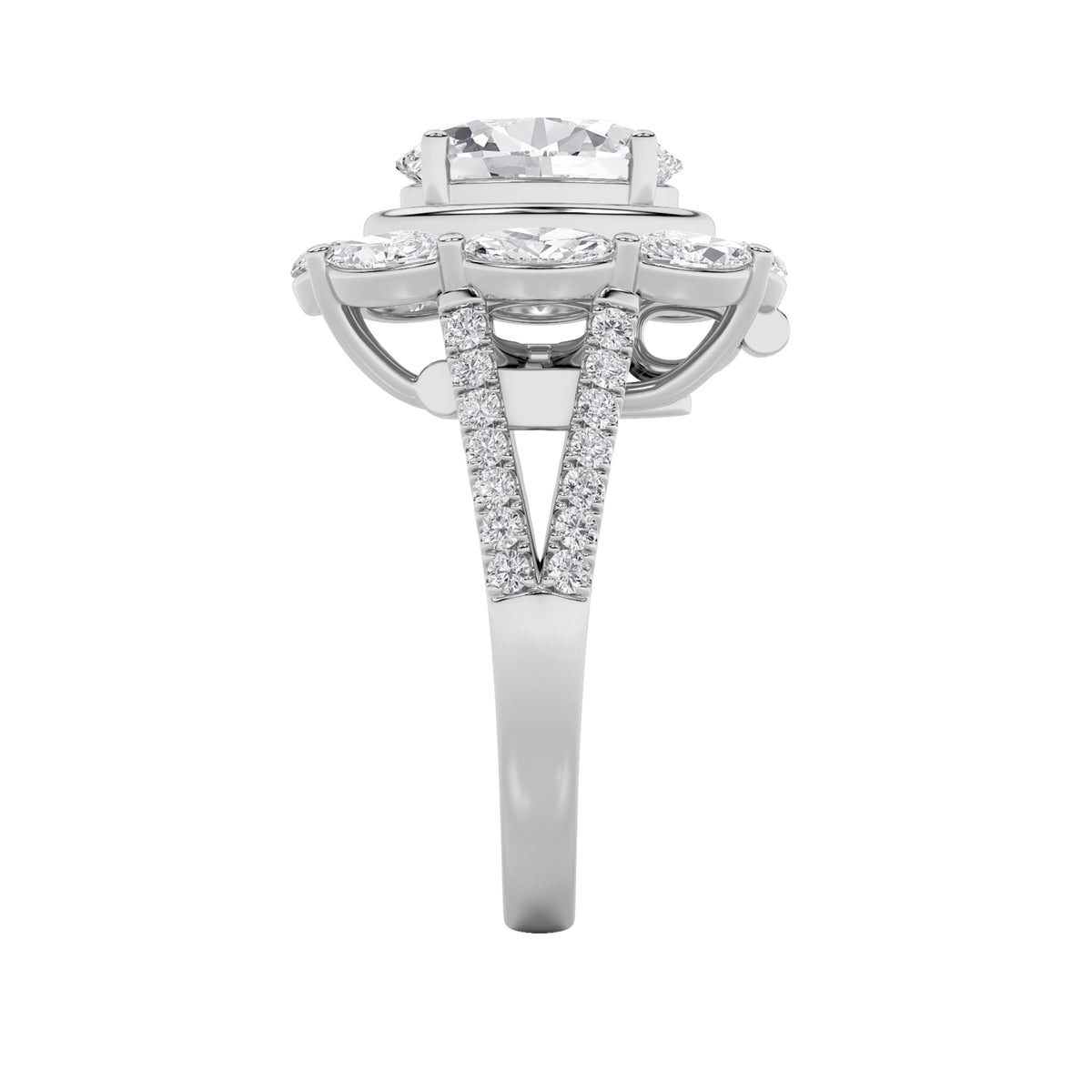 3.75CTW Oval Lab-Grown Diamond Prong Ring 37 Stones