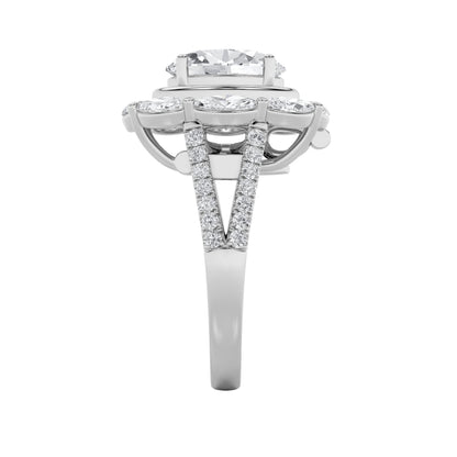 3.75CTW Oval Lab-Grown Diamond Prong Ring 37 Stones
