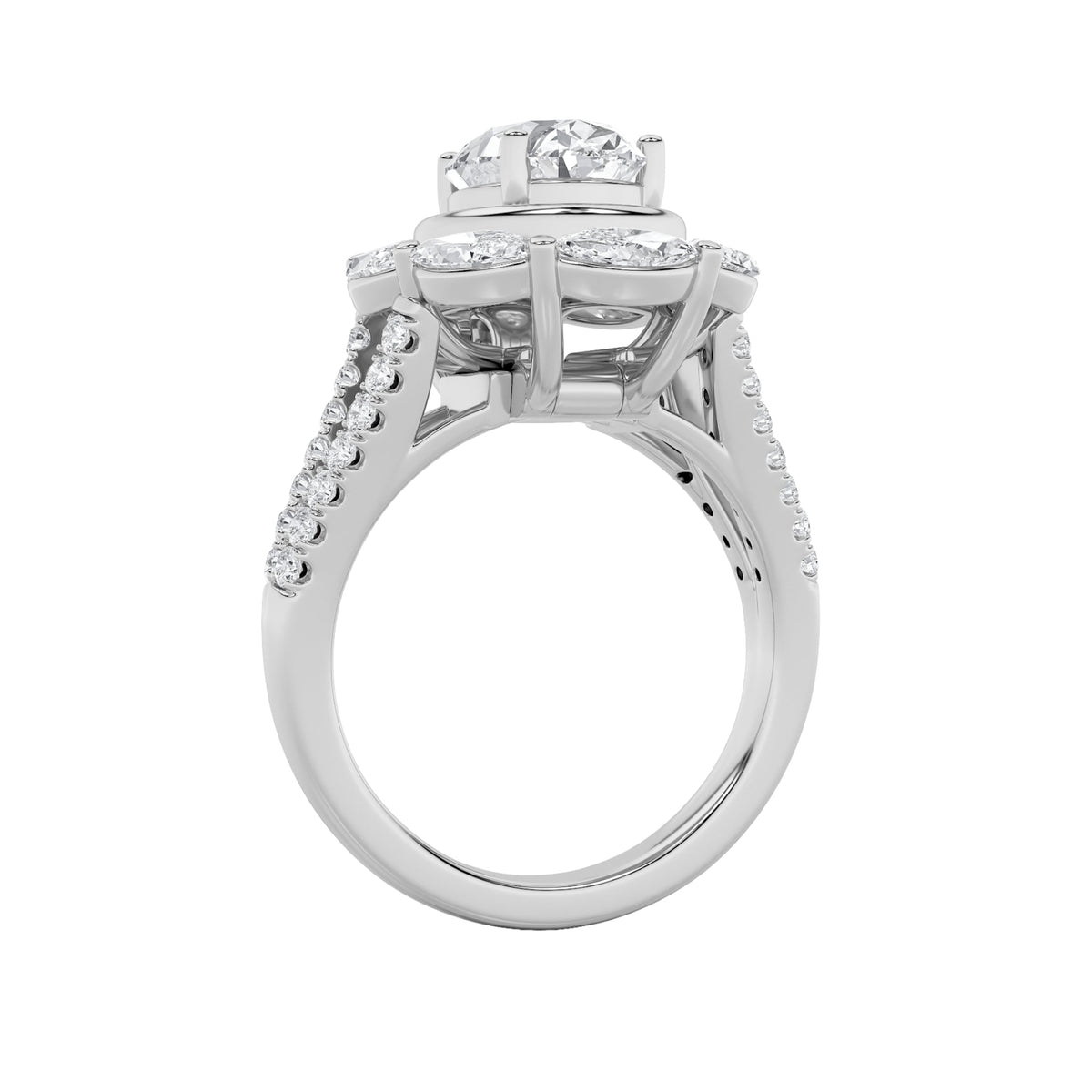 3.75CTW Oval Lab-Grown Diamond Prong Ring 37 Stones