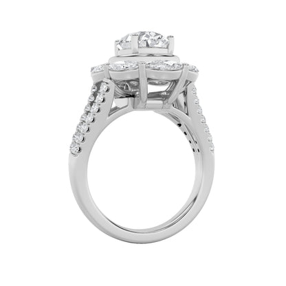 3.75CTW Oval Lab-Grown Diamond Prong Ring 37 Stones