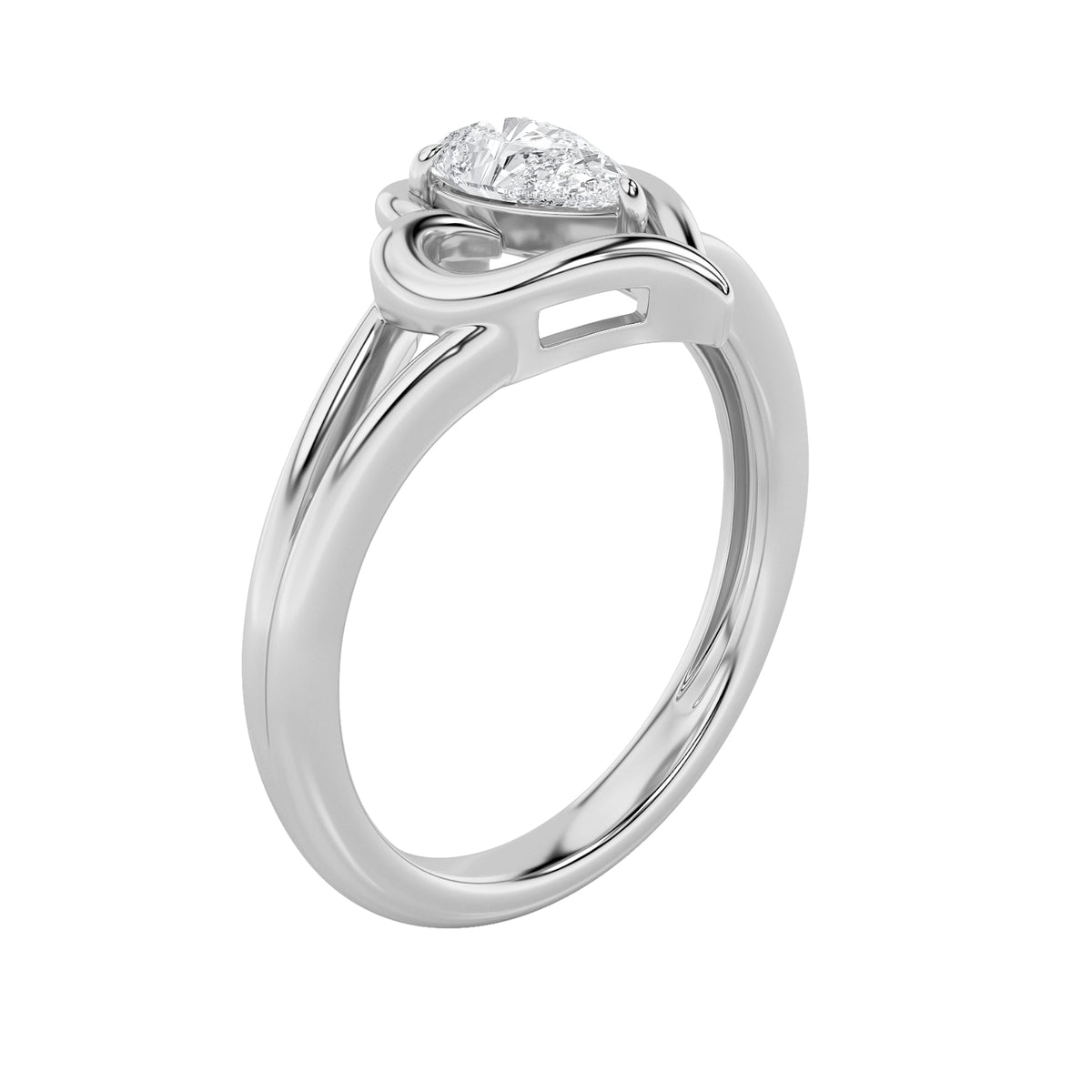 0.5CTW Pear Lab-Grown Diamond Prong Heart Ring 1 Stone