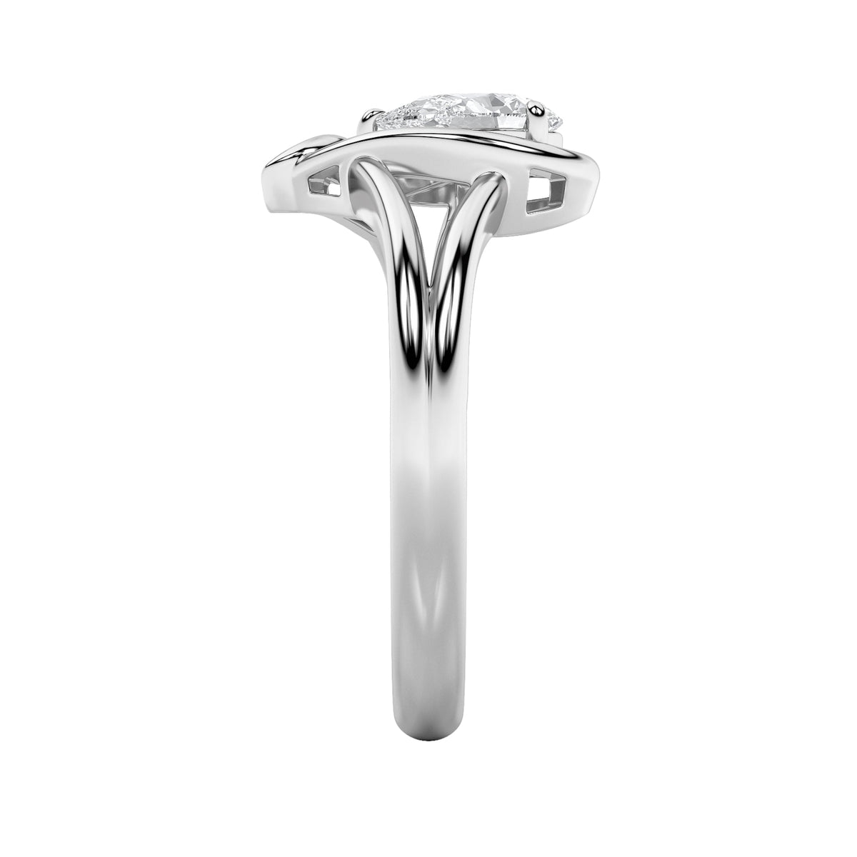 0.5CTW Pear Lab-Grown Diamond Prong Heart Ring 1 Stone