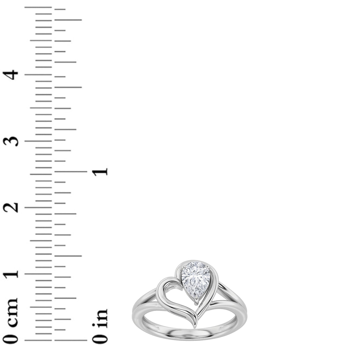 0.5CTW Pear Lab-Grown Diamond Prong Heart Ring 1 Stone