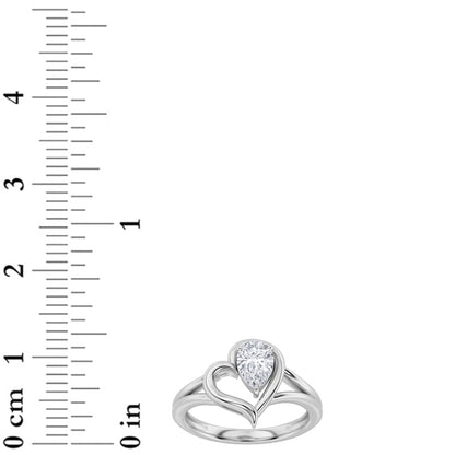 0.5CTW Pear Lab-Grown Diamond Prong Heart Ring 1 Stone