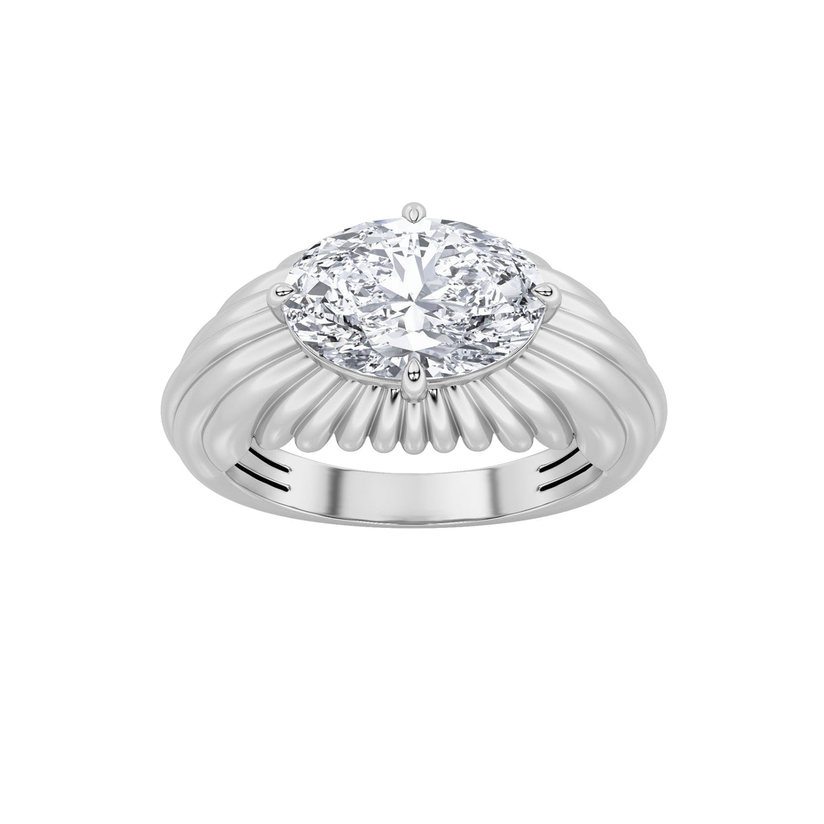2CTW Oval Lab-Grown Diamond Prong Fancy Solitaire Ring 1 Stone