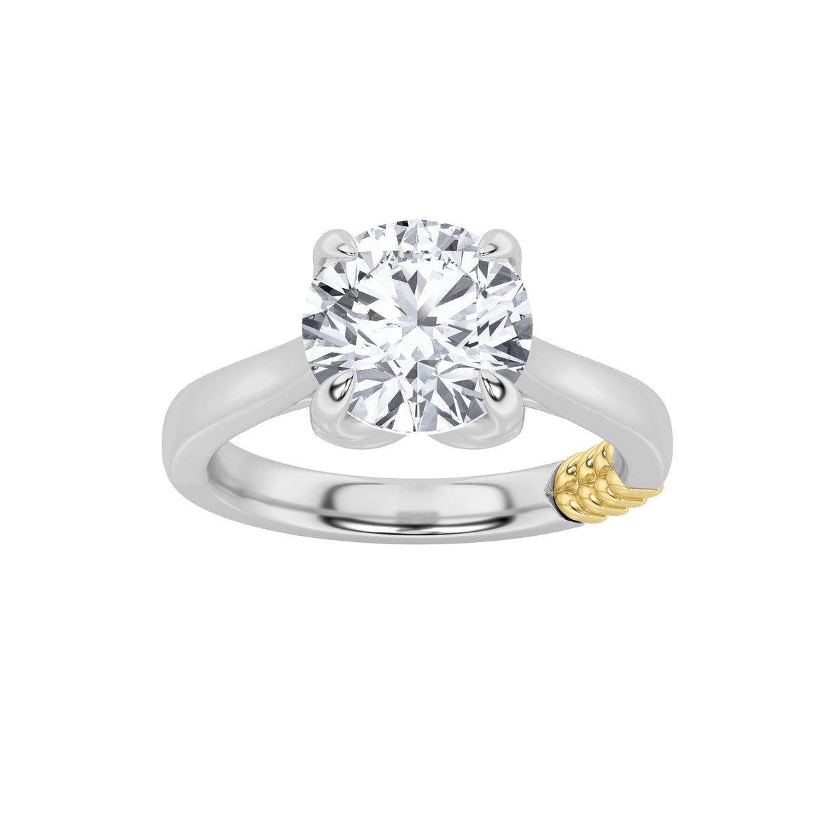2CTW Round Lab-Grown Diamond Prong Two Tone Classic Solitaire Engagement Ring 2 Stones