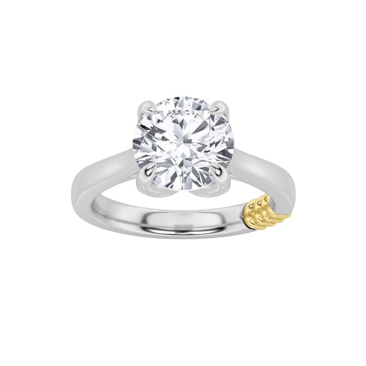 2CTW Round Lab-Grown Diamond Prong Two Tone Classic Solitaire Engagement Ring 2 Stones