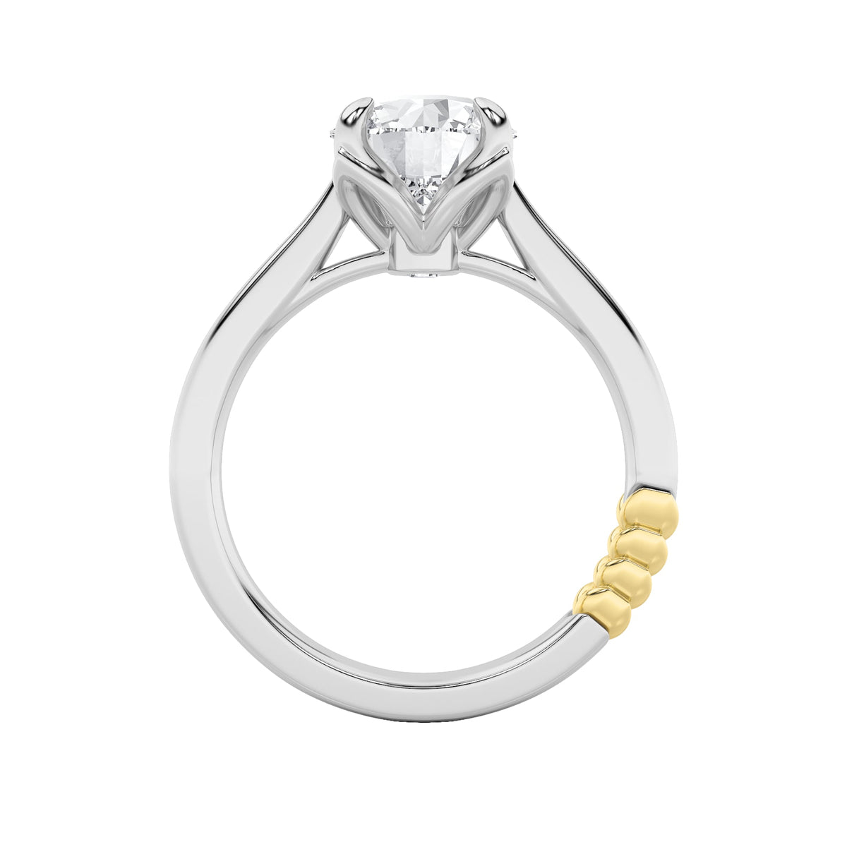 2CTW Round Lab-Grown Diamond Prong Two Tone Classic Solitaire Engagement Ring 2 Stones