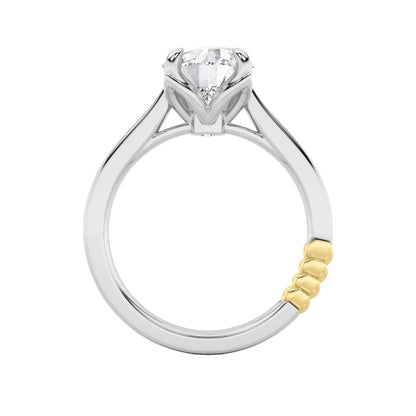 2CTW Round Lab-Grown Diamond Prong Two Tone Classic Solitaire Engagement Ring 2 Stones