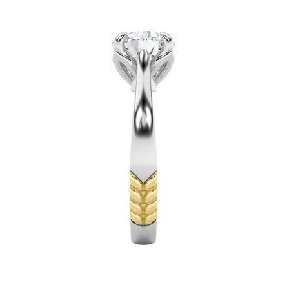 2CTW Round Lab-Grown Diamond Prong Two Tone Classic Solitaire Engagement Ring 2 Stones
