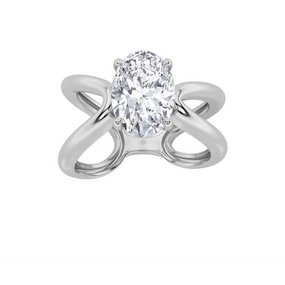 2CTW Oval Lab-Grown Diamond Prong Criss Cross Fancy Solitaire Ring 1 Stone