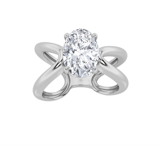 2CTW Oval Lab-Grown Diamond Prong Criss Cross Fancy Solitaire Ring 1 Stone