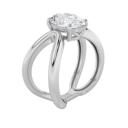2CTW Oval Lab-Grown Diamond Prong Criss Cross Fancy Solitaire Ring 1 Stone