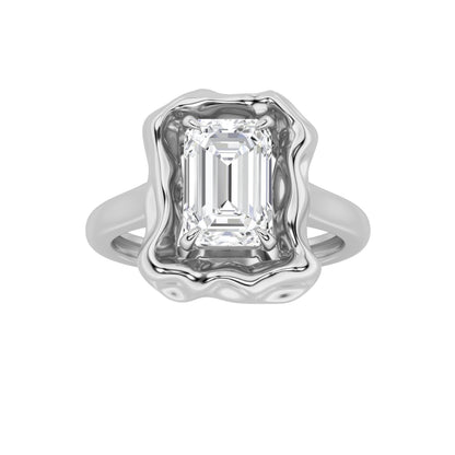 1.5CTW Emerald Lab-Grown Diamond Prong Organic Design Solitaire Ring 1 Stone