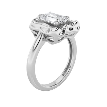 1.5CTW Emerald Lab-Grown Diamond Prong Organic Design Solitaire Ring 1 Stone