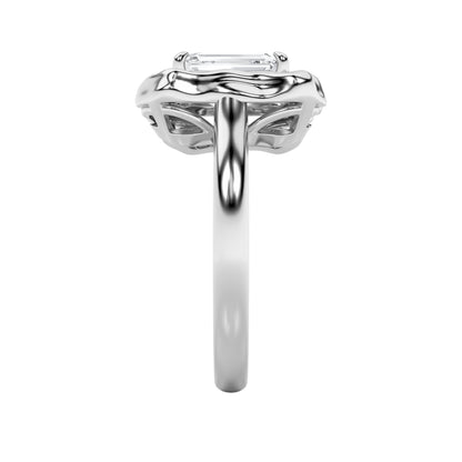 1.5CTW Emerald Lab-Grown Diamond Prong Organic Design Solitaire Ring 1 Stone