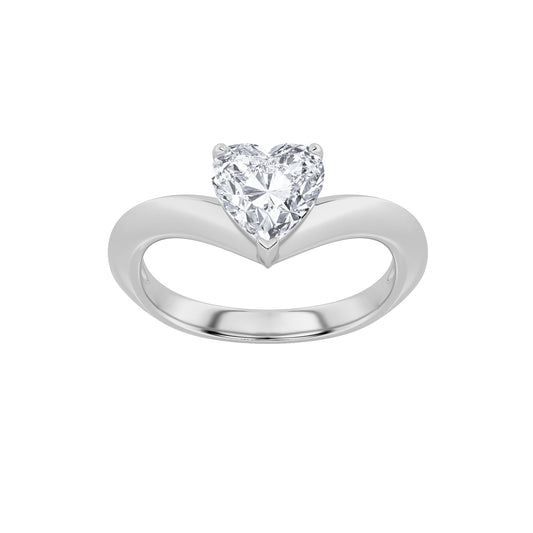 1CTW Heart Lab-Grown Diamond Prong Heart Ring 1 Stone