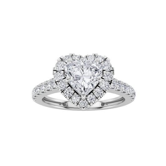 1.5CTW Heart Lab-Grown Diamond Prong Heart Ring 31 Stones