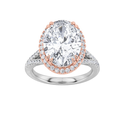 4.5CTW Oval Lab-Grown Diamond Prong Bold Accented Statement Engagement Ring 107 Stones