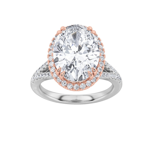 4.5CTW Oval Lab-Grown Diamond Prong Bold Accented Statement Engagement Ring 107 Stones